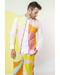 Lavender Abstract Leaf Printed Bundi Jacket