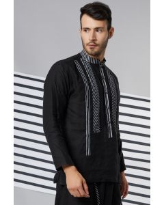 Black Linen Striped Shirt