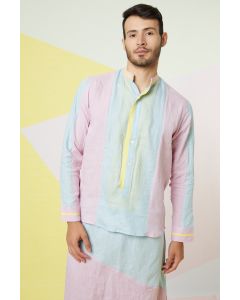 Lavender Shirt With Contrast Placket