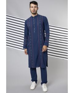 Blue Handloom Cotton Kurta