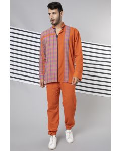 Orange Handloom Cotton Shirt