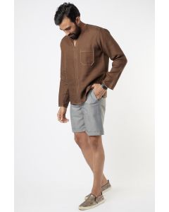 Brown Linen Short Kurta