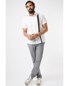Mundu Cotton White Shirt With Black Stripes