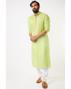 Neon Green Pintuck Long Kurta