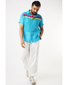 Blue Gauze Linen Shirt