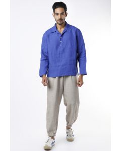 Cobalt Blue Linen Kurta