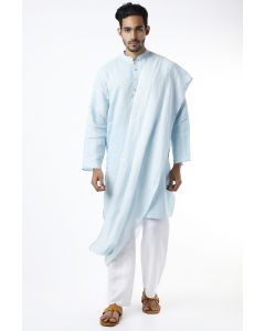 Pale Blue Kurta With Drape