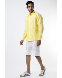 Light Yellow Shirt With Ladder Seam Detail