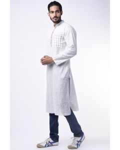 Blue Checks Cotton Kurta