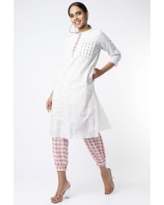 Blue Check Cotton Kurta